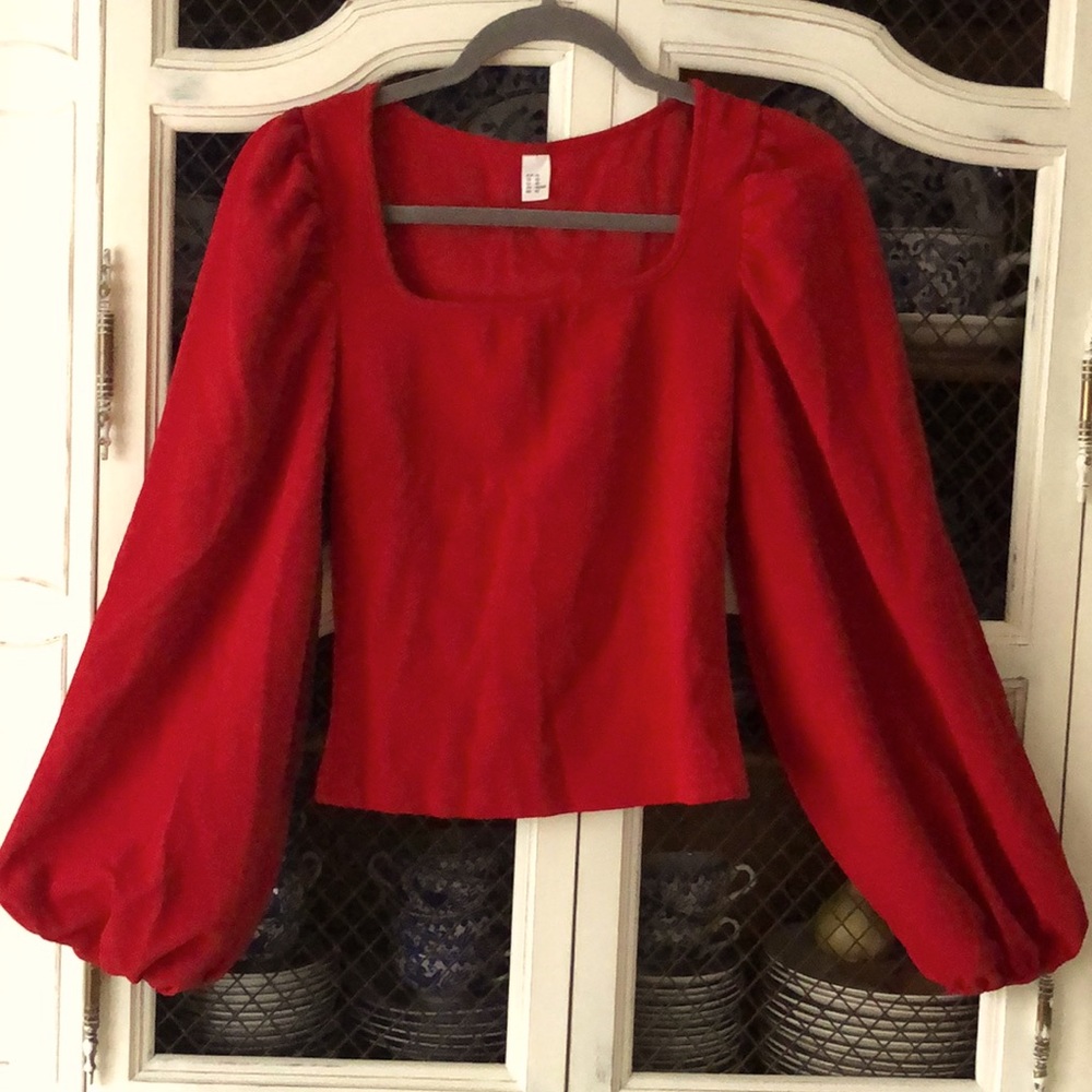 Super cute princess sleeve red shirt!